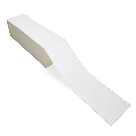 4" x 13" White - Thermal Transfer Labels - Fanfold - Removable Adhesive