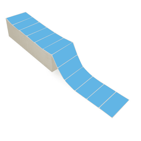 4" x 2" Dark Blue - Direct Thermal Labels - Fanfold - Acrylic