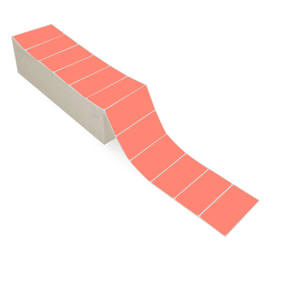 4" x 2" Fluorescent Red - Direct Thermal Labels - Fanfold - Acrylic