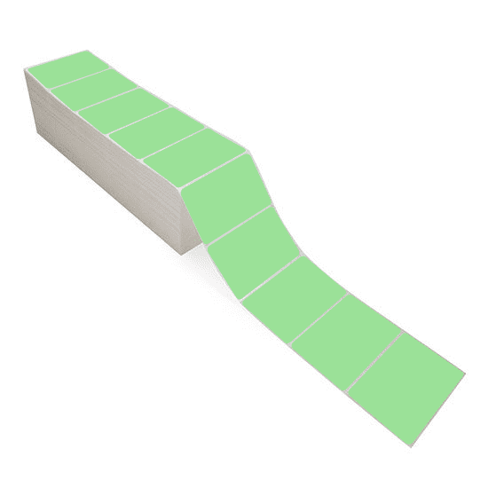 4" x 2.5" Fluorescent Green - Direct Thermal Labels - Fanfold - Removable Adhesive