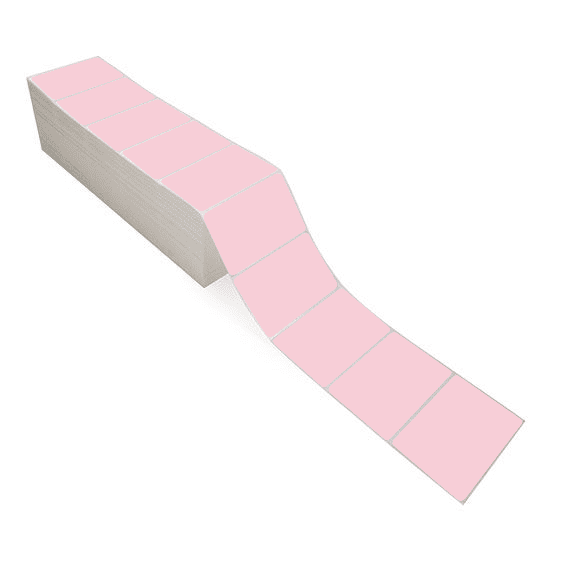 4" x 2.5" Pink - Thermal Transfer Labels - Fanfold - Freezer Grade Adhesive