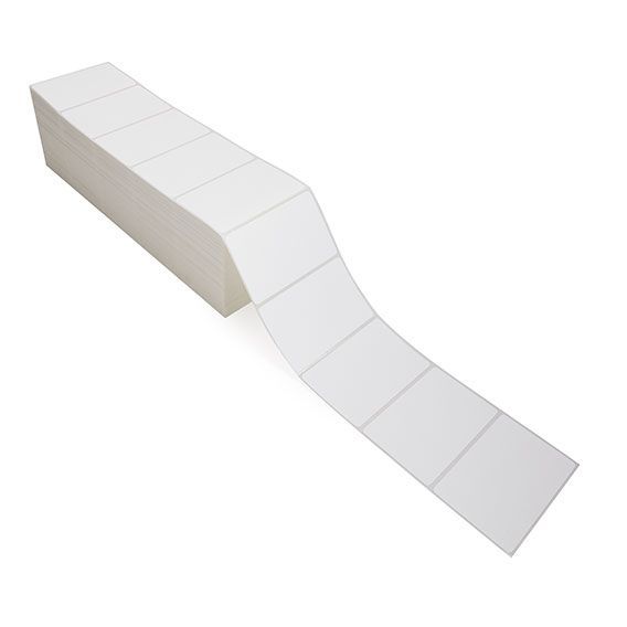 4" x 2.5" White - Thermal Transfer Labels - Fanfold - Freezer Grade Adhesive