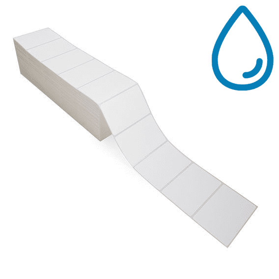 4" x 2.5" Polypropylene - Direct Thermal Labels - Fanfold - Freezer Grade Adhesive