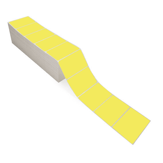 4" x 2.5" Yellow - Direct Thermal Labels - Fanfold - Removable Adhesive