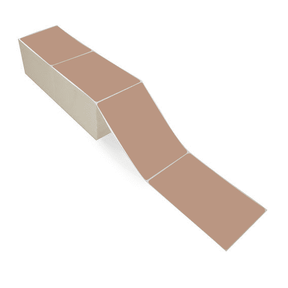 4" x 6" Brown - Direct Thermal Labels - Fanfold - Freezer Grade Adhesive