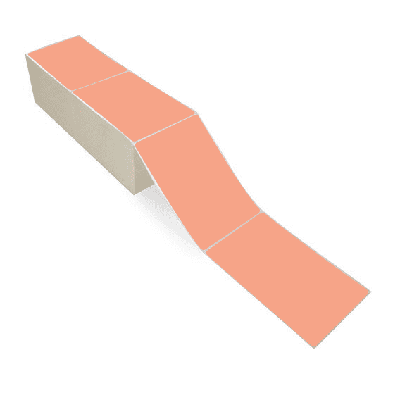 4" x 6" Fluorescent Orange - Direct Thermal Labels - Fanfold - Removable Adhesive