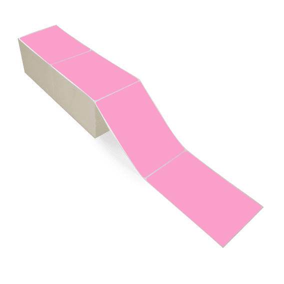 4" x 6" Hot Pink - Thermal Transfer Labels - Fanfold - Freezer Grade Adhesive