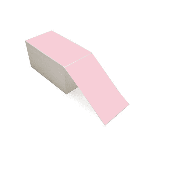 4" x 7" Pink - Direct Thermal Labels - Fanfold - Freezer Grade Adhesive