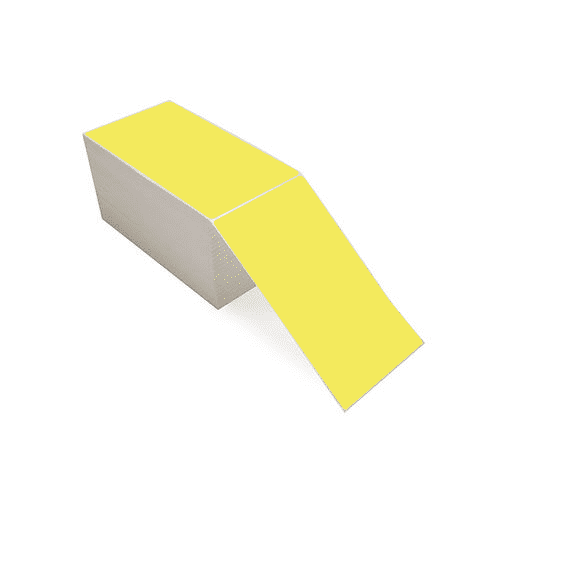 4" x 7" Yellow - Direct Thermal Labels - Fanfold - Freezer Grade Adhesive