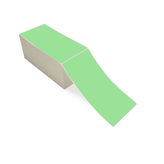 4" x 8" Fluorescent Green - Thermal Transfer Labels - Fanfold - Removable Adhesive