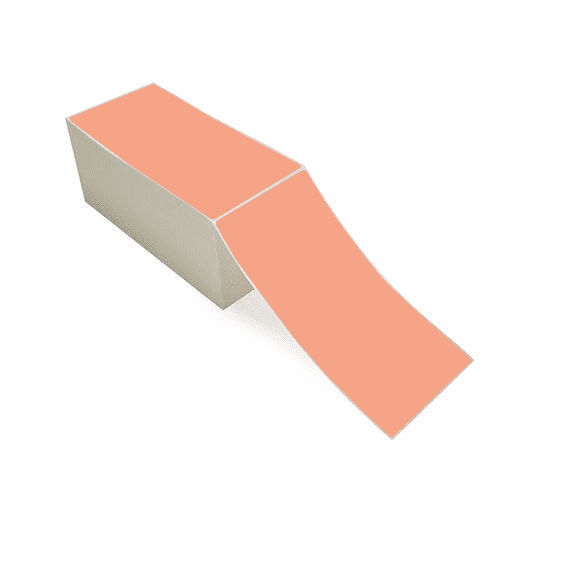 4" x 8" Fluorescent Orange - Direct Thermal Labels - Fanfold - Removable Adhesive