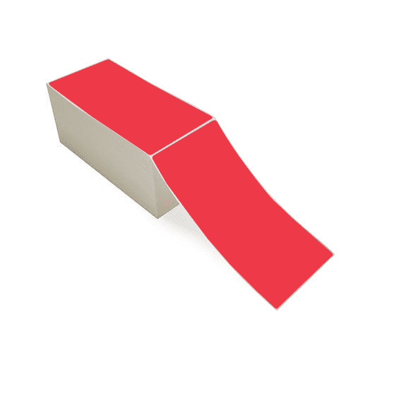4" x 8" Red - Direct Thermal Labels - Fanfold - Freezer Grade Adhesive