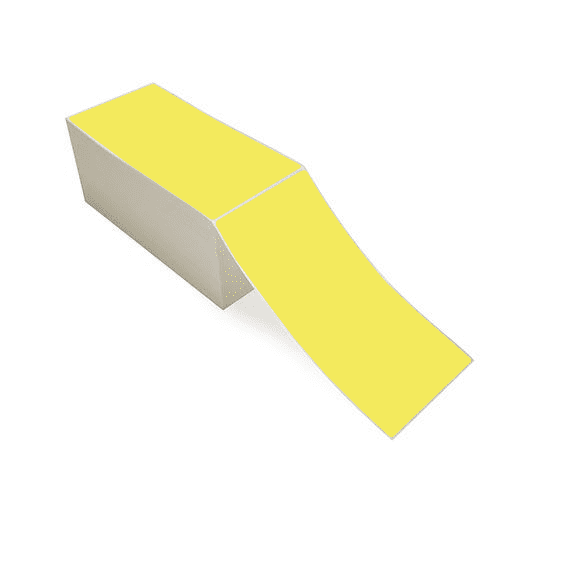 4" x 8" Yellow - Thermal Transfer Labels - Fanfold - Acrylic