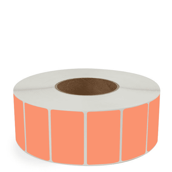 2.5" x 1.5" Orange - Direct Thermal Labels - 3" Core - Freezer Grade Adhesive