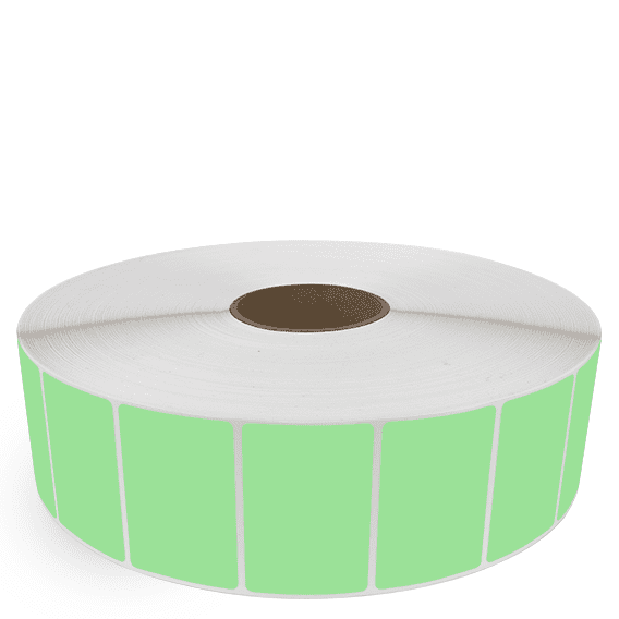 3" x 2" Fluorescent Green - Thermal Transfer Labels - 3" Core / 12" Outer Diameter (No Perf)