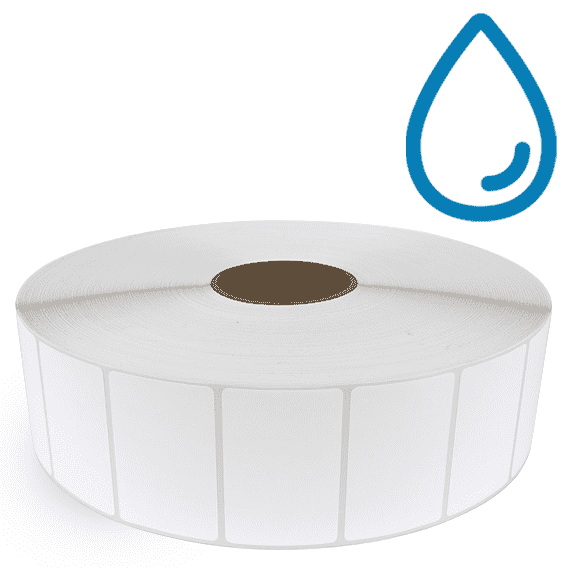 3" x 2" Polypropylene - Thermal Transfer Labels - 3" Core / 12" Outer Diameter (No Perf) - Freezer Grade Adhesive