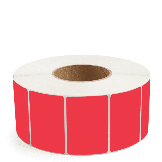 3" x 2" Red - Direct Thermal Labels - 3" Core - Removable Adhesive