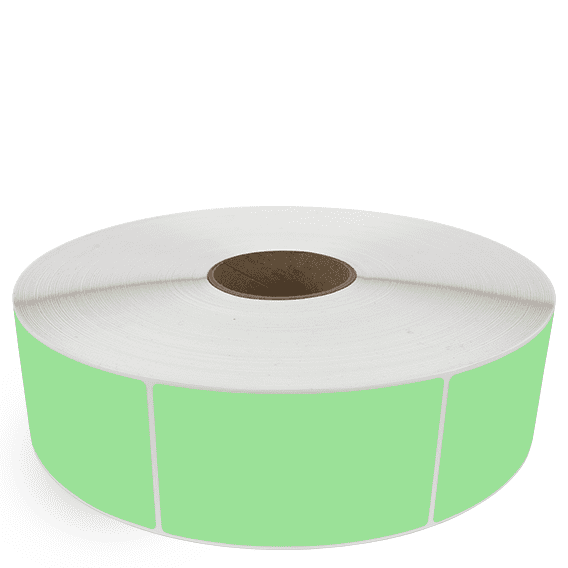 3" x 5" Fluorescent Green - Thermal Transfer Labels - 3" Core / 12" Outer Diameter (No Perf) - Freezer Grade Adhesive