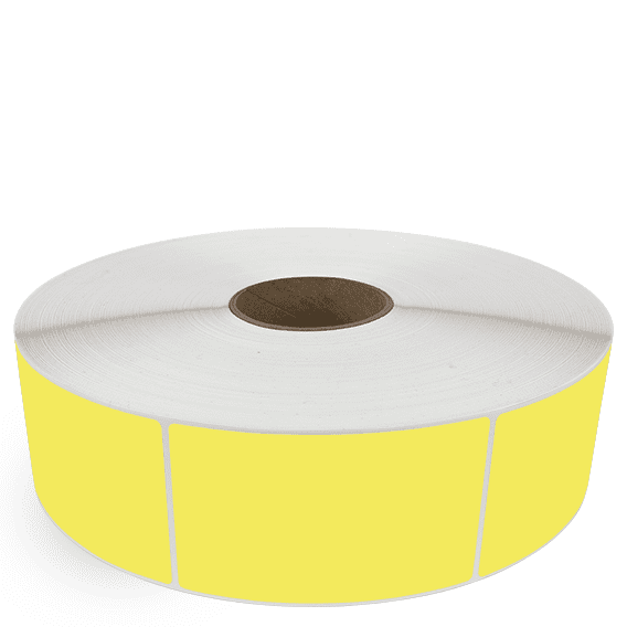 3" x 5" Yellow - Direct Thermal Labels - 3" Core / 12" Outer Diameter (No Perf) - Acrylic