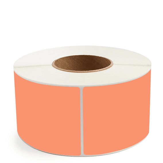 3.5" x 8" Orange - Thermal Transfer Labels - 3" Core - Acrylic