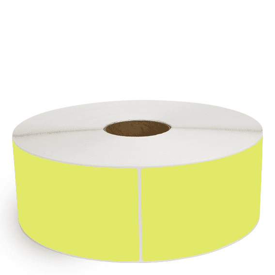 4" x 10" Chartreuse - Thermal Transfer Labels - 3" Core / 12" Outer Diameter (No Perf) - Freezer Grade Adhesive