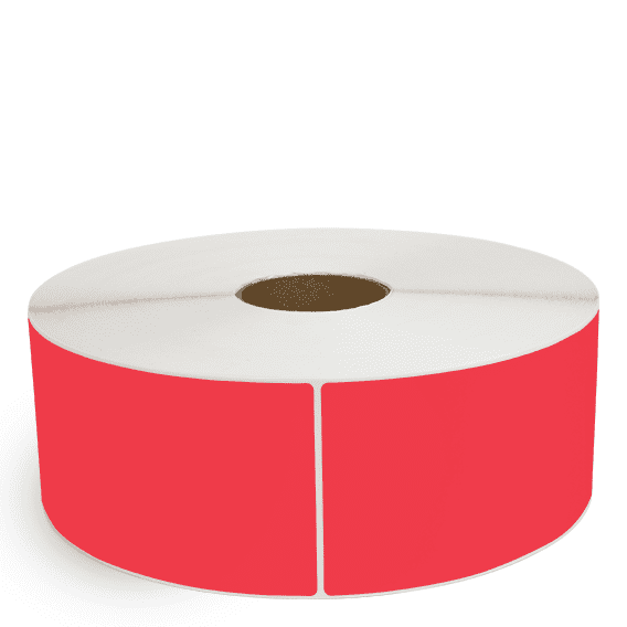 4" x 10" Red - Thermal Transfer Labels - 3" Core / 12" Outer Diameter (No Perf) - Freezer Grade Adhesive