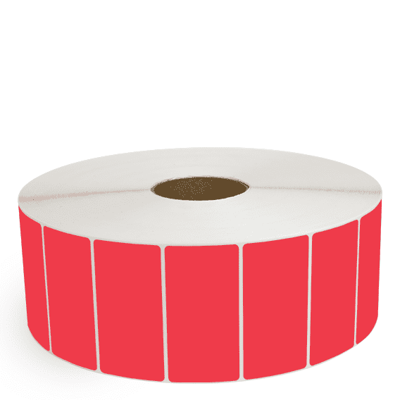 4" x 2" Red - Direct Thermal Labels - 3" Core / 12" Outer Diameter (No Perf) - Freezer Grade Adhesive