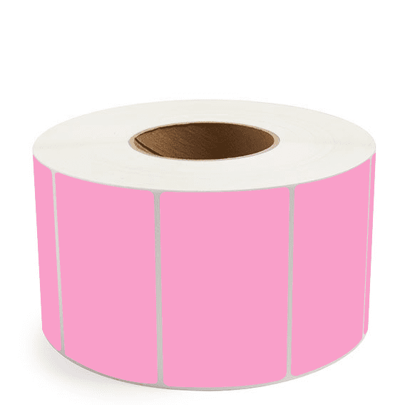 4" x 2.5" Hot Pink - Thermal Transfer Labels - 3" Core - Freezer Grade Adhesive