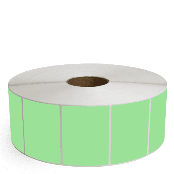 4" x 3" Fluorescent Green - Thermal Transfer Labels - 3" Core / 12" Outer Diameter (No Perf) - Freezer Grade Adhesive
