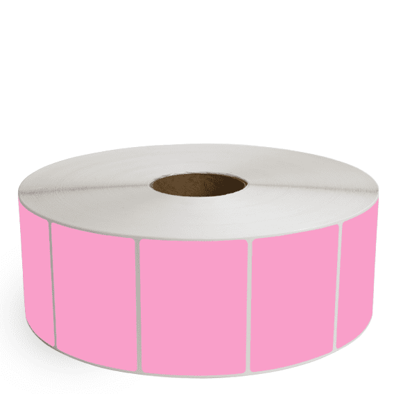 4" x 3" Hot Pink - Thermal Transfer Labels - 3" Core / 12" Outer Diameter (No Perf)