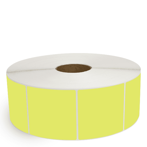 4" x 4" Chartreuse - Thermal Transfer Labels - 3" Core / 12" Outer Diameter (No Perf) - Removable Adhesive
