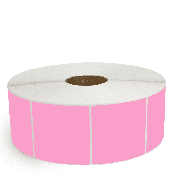 4" x 4" Hot Pink - Thermal Transfer Labels - 3" Core / 12" Outer Diameter (No Perf) - Freezer Grade Adhesive