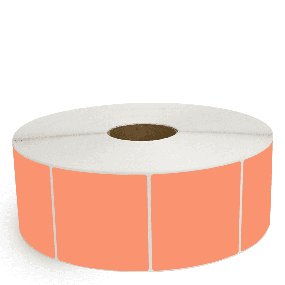 4" x 4" Orange - Direct Thermal Labels - 3" Core / 12" Outer Diameter (No Perf) - Freezer Grade Adhesive