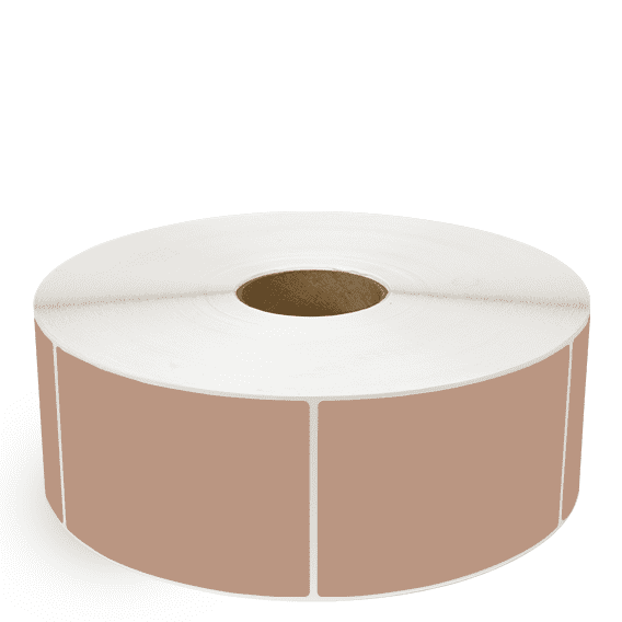 4" x 5" Brown - Thermal Transfer Labels - 3" Core / 12" Outer Diameter (No Perf) - Freezer Grade Adhesive