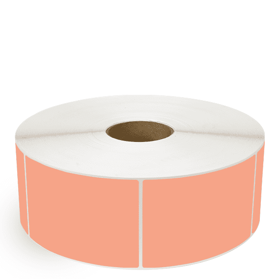 4" x 5" Fluorescent Orange - Thermal Transfer Labels - 3" Core / 12" Outer Diameter (No Perf) - Freezer Grade Adhesive