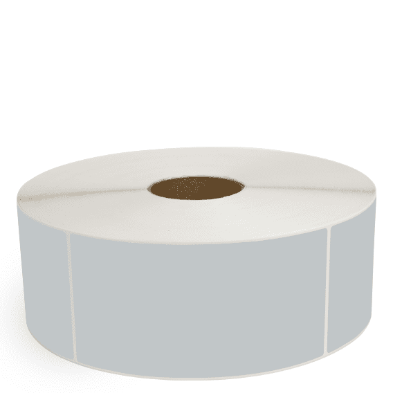 4" x 8" Gray - Thermal Transfer Labels - 3" Core / 12" Outer Diameter (No Perf) - Removable Adhesive