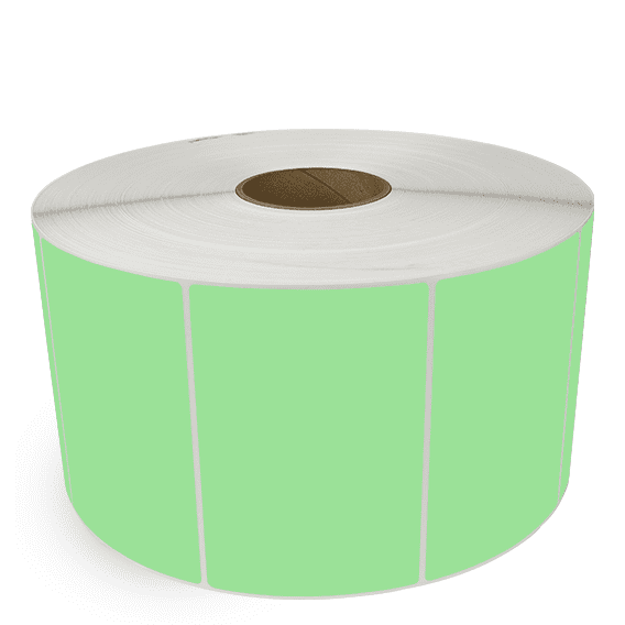 6" x 4" Fluorescent Green - Thermal Transfer Labels - 3" Core / 12" Outer Diameter (No Perf) - Freezer Grade Adhesive