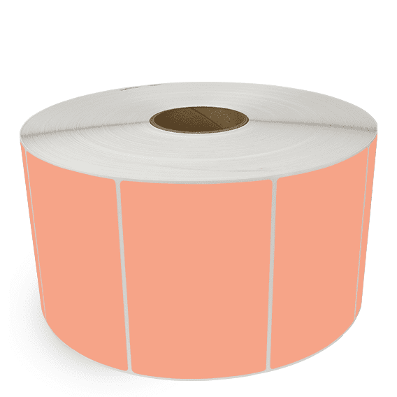 6" x 4" Fluorescent Orange - Thermal Transfer Labels - 3" Core / 12" Outer Diameter (No Perf) - Freezer Grade Adhesive