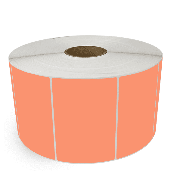 6" x 4" Orange - Thermal Transfer Labels - 3" Core / 12" Outer Diameter (No Perf) - Removable Adhesive