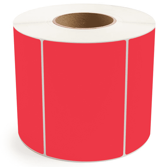 6" x 4" Red - Direct Thermal Labels - 3" Core