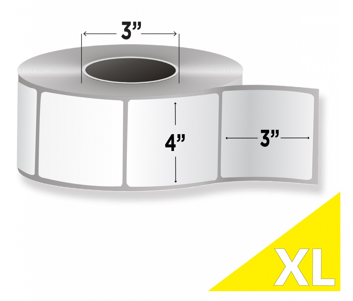 4x3 (No Perf) Thermal Transfer Labels - Jumbo Roll (12" OD)