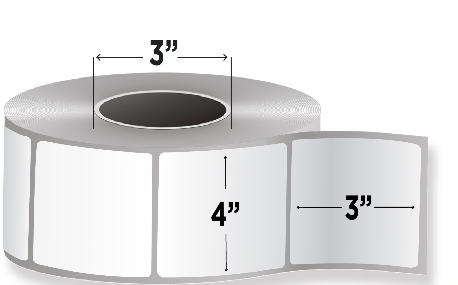 4x3 (No Perf) Thermal Transfer Labels Jumbo Roll (12" OD)