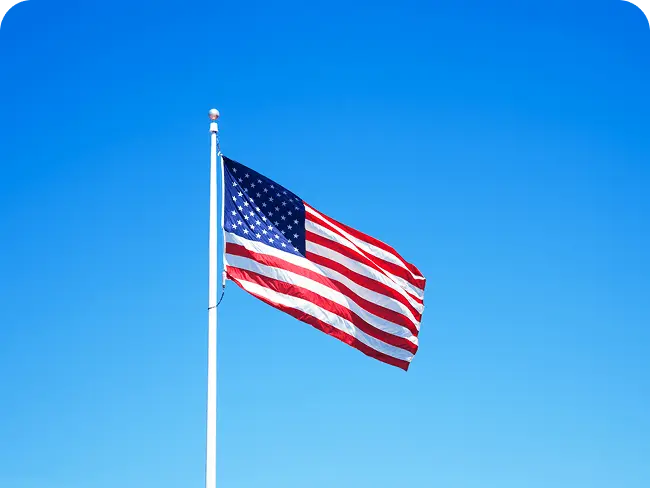 an American flag on a pole