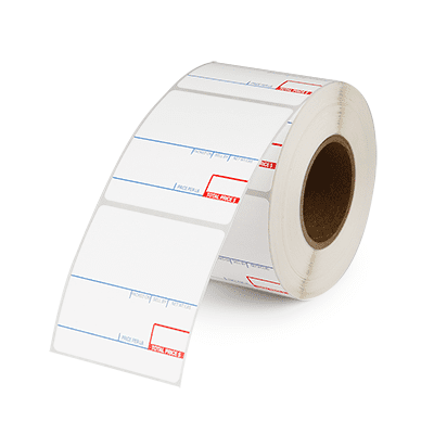 A roll of weigh scale labels with room to print product UPCs and ingredient lists