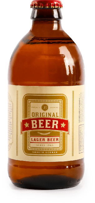 labeled bottle of lager