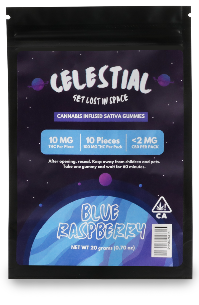 packet of blue raspberry flavored gummies