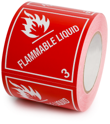 a roll of flammable liquid labels