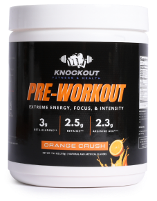 labeled jar of pre-workout