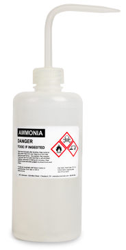 labeled squeeze bottle of ammonia