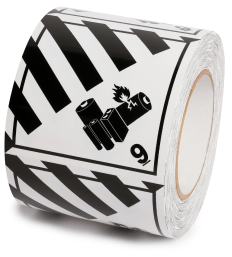 a roll of battery warning labels